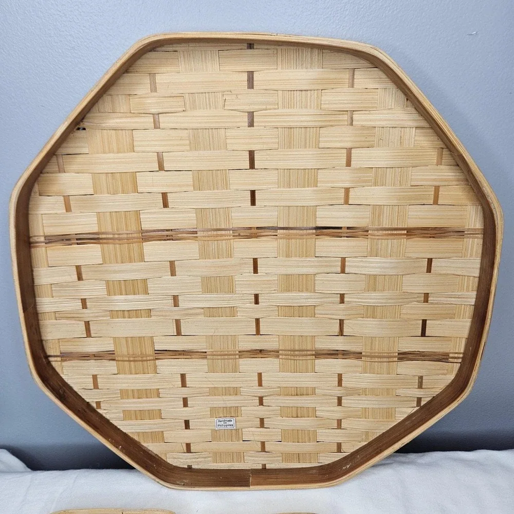 Handmade Woven Bamboo Octagon Serving Tray 10pc Appetizer Platter Philippines‎